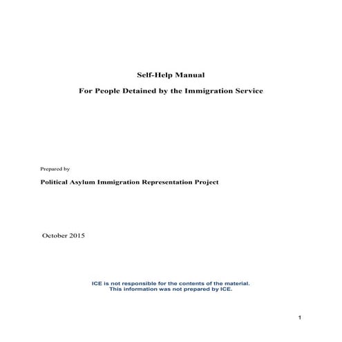 Self-Help Manual for People Detained by Immigration (ENG) | PDF
