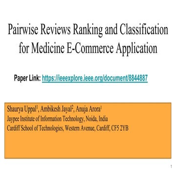 Pairwise reviews ranking and classification
