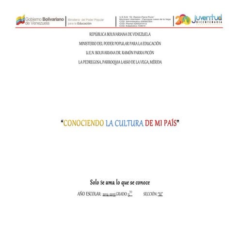 Conociendo la cultura de mi pais