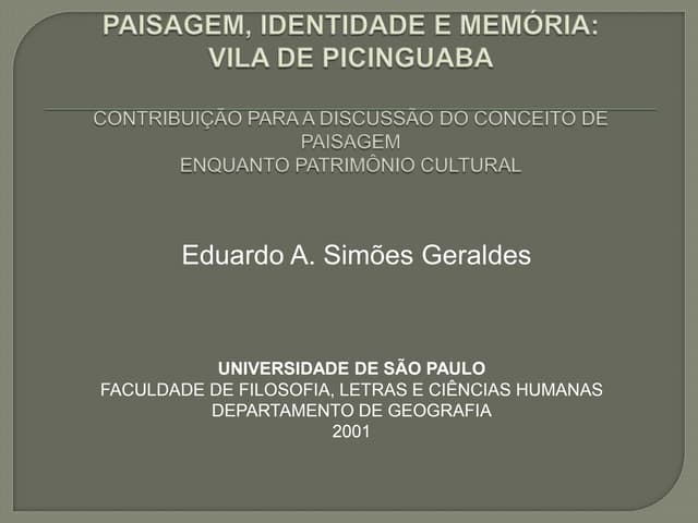 Paisagem, Identidade e Memória | PPTX