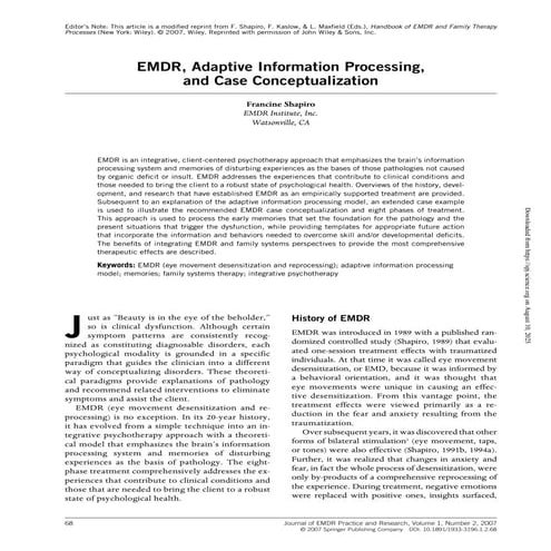 PAI Shapiro 2007 artículo EMDRAdaptive Information Processing, and Case ...