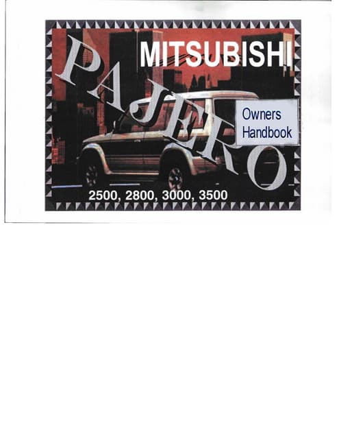 Mitsubishi Pajero Sport 2012 Owners Manual - Car Wallpaper