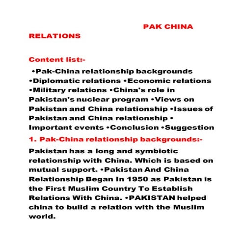 Pak china relations