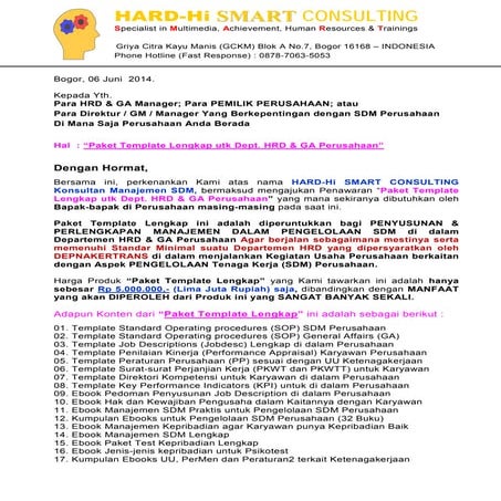 Contoh SOP Lengkap Dept. HRGA Perusahaan