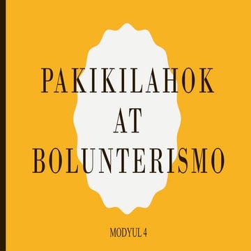 Pakikilahok at bolunterismo | PPTX