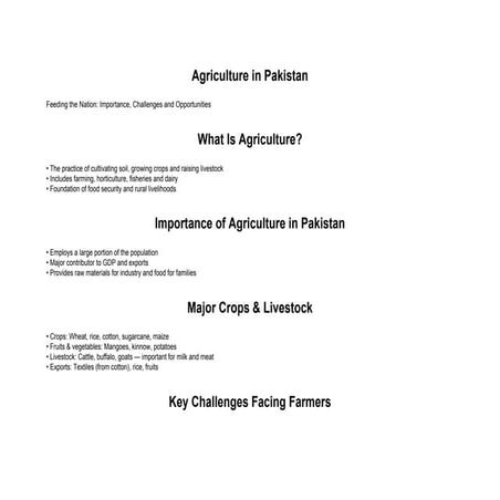 Agriculture Sector of Pakistan | PPTX