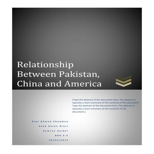 Pakistan and America Relationship