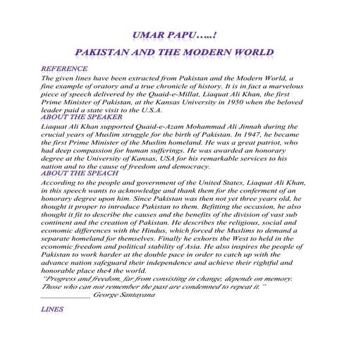 Pakistan and the modern world by umar papu | PDF