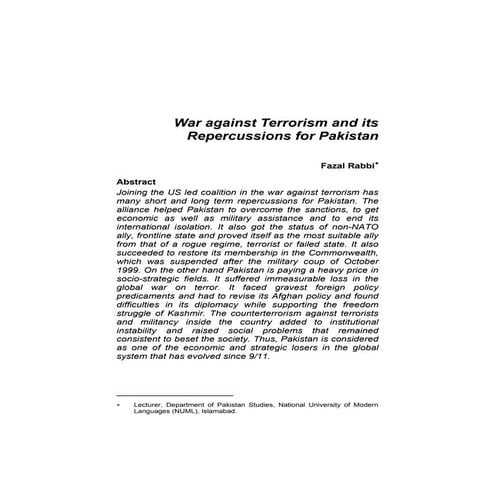 Pakistan and war on terror