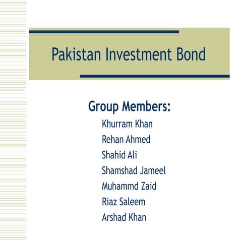 Pakistan Investment Bonds (PIBs)