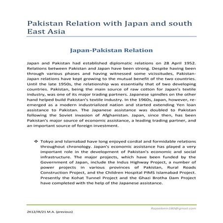 Pakistan relation with japan (by Advocate Raja Aleem)