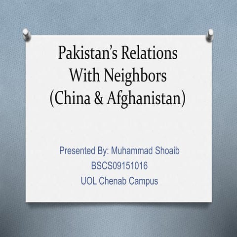 Pakistan’s relations with neighbors