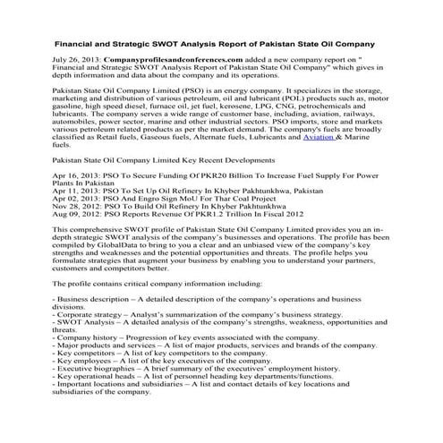 Pakistan state oil company