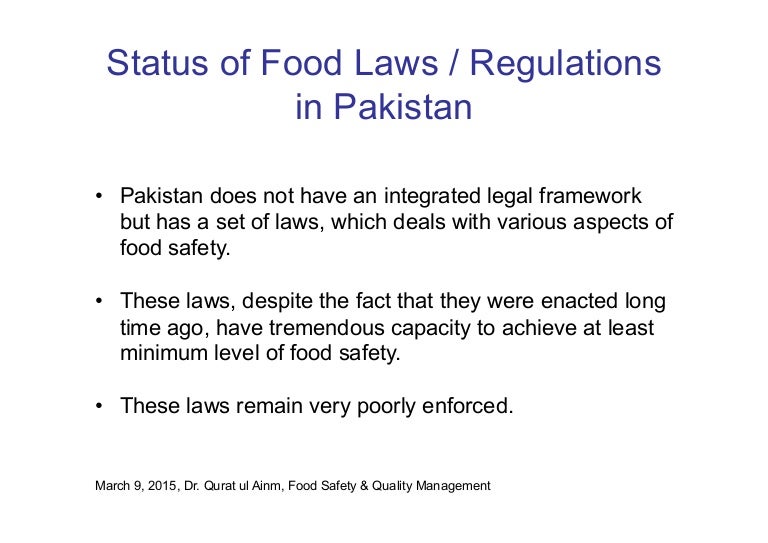 pakistan-status-of-food-laws-and-regulations-2015