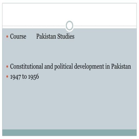 Constitutional and political development in Pakistan
