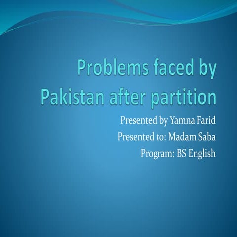Initial Problems of Pakistan