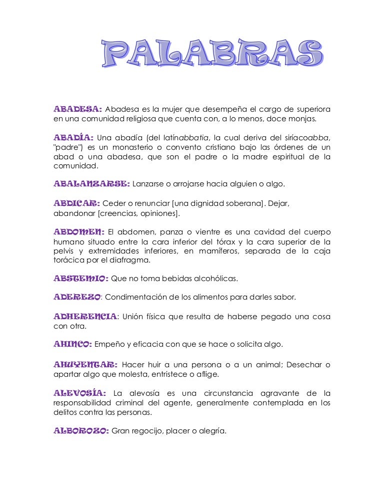 Palabras Con Su Significado
