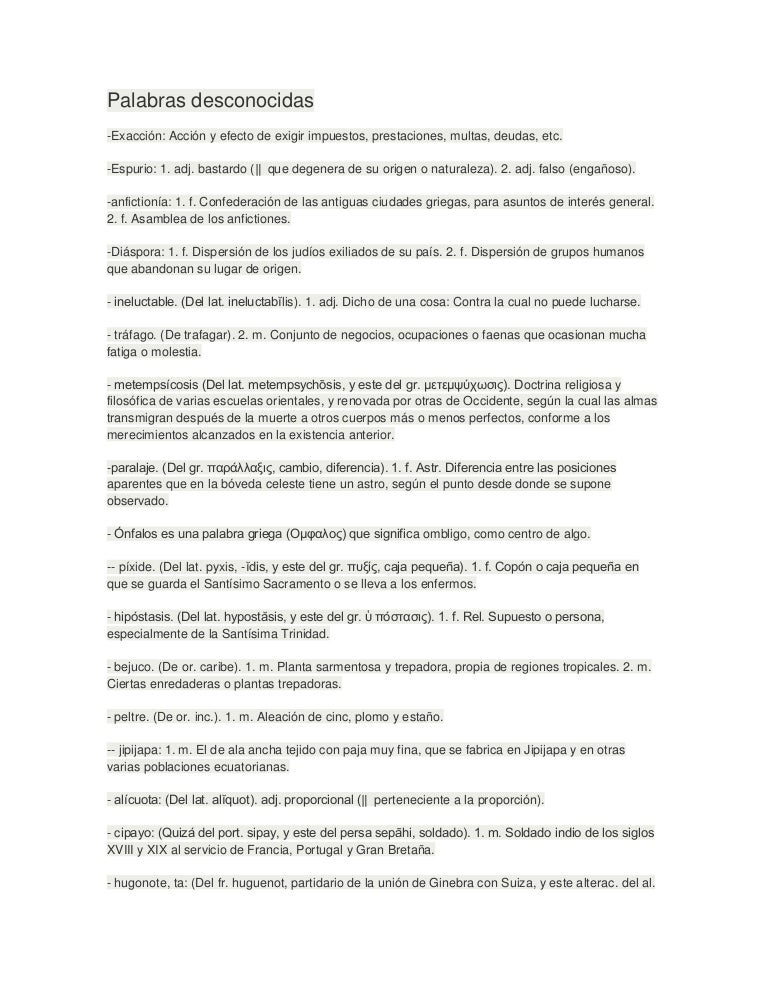 Palabras desconocidas