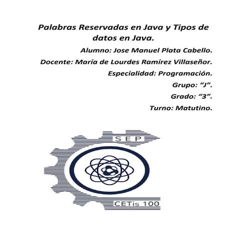 Palabras reservadas en java y tipos de datos en java | PDF