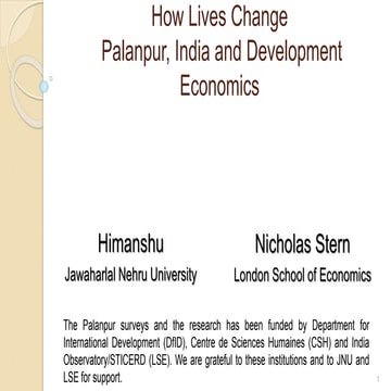 How Lives Change: Palanpur, India and Development Economics