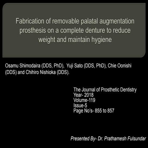 Removable Palatal Augmentation Prosthesis