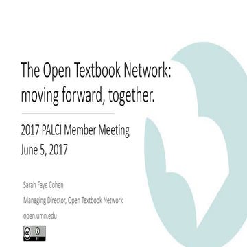 Open Textbook Network: moving forward, together--PALCI Meeting
