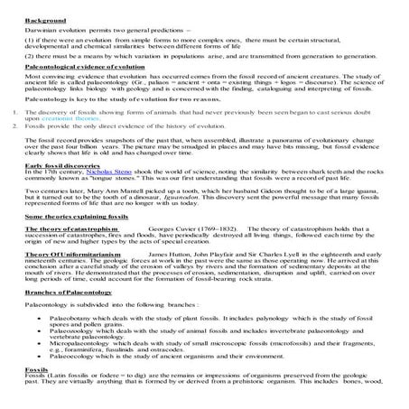 Paleontological evidence of evolution