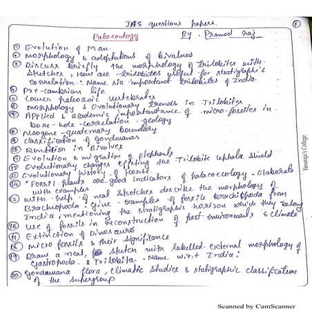 Paleontology question bank