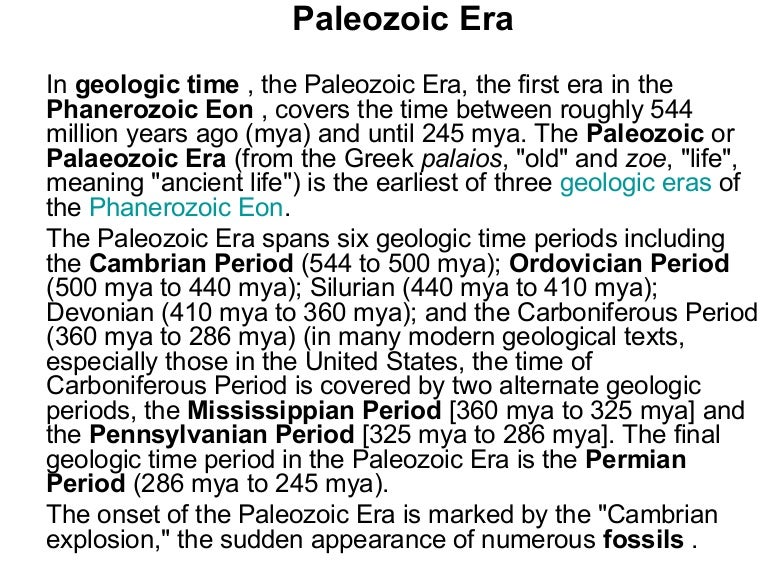 Paleozoic Era 2 Geomorhology Chapter
