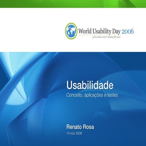 Palestra "Usabilidade: conceito, aplicações e testes" de Renato Rosa