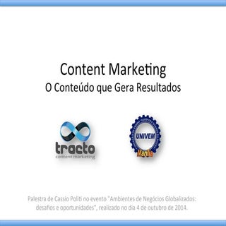 Palestra sobre Content Marketing