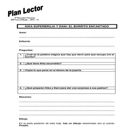 Programa Anual Lector Kika Superbruja y Dani: el burrito encantado.