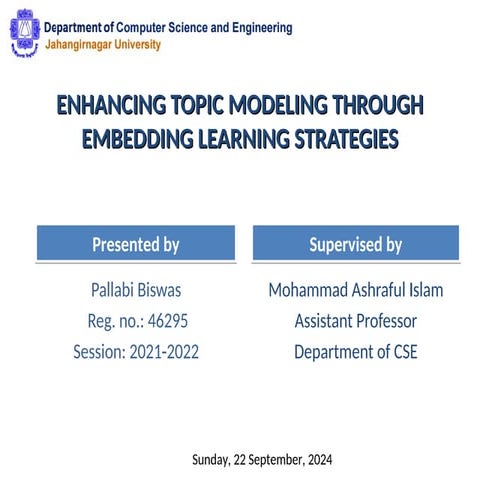 embeeded topic modeling through embedded Learning | PPT