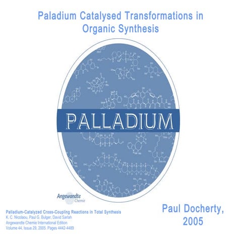 Palladium catalysed reactions in synthesis
