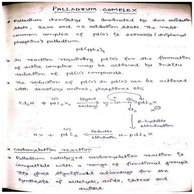 Palladium complex use in insertion of CO  
