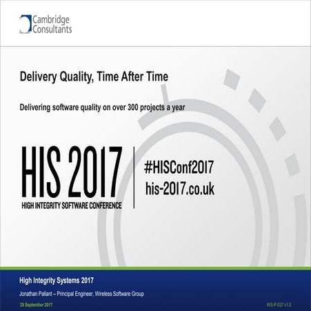HIS 2017 Jonathan Pallant-  Delivering quality, time after time