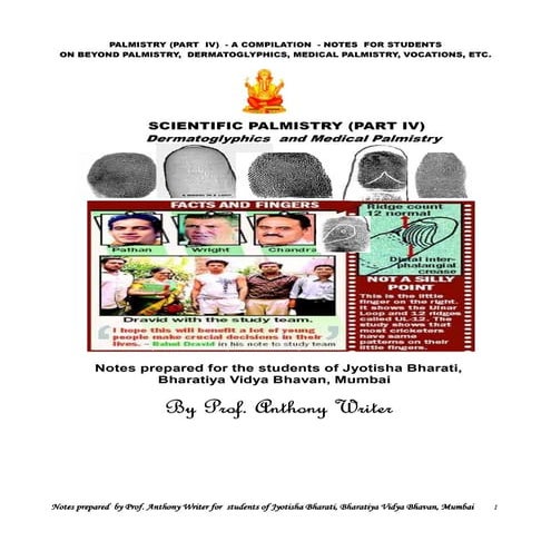 Palmistry (part  iv)   dermatoglyphics, medical, etc.- a compilation for my s...