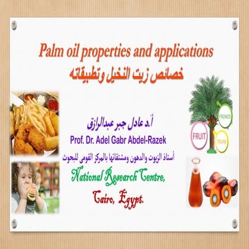 Palm oil properties and applications