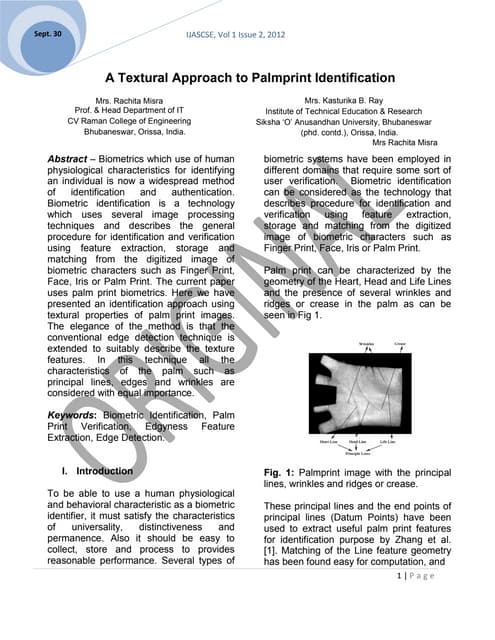 A Textural Approach to Palmprint Identification
