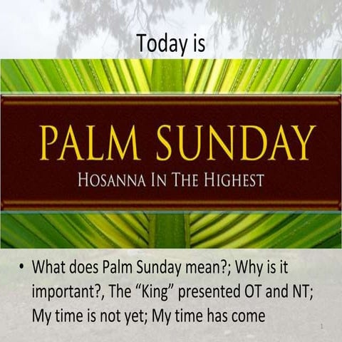 What does Palm Sunday mean?; Why is it important?, The “King” presented OT an...