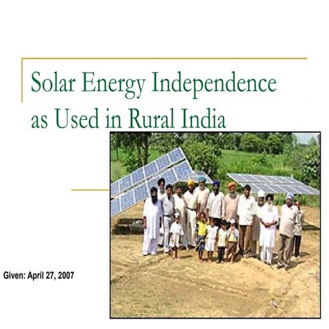 Solar Urja Lamp Project - A rural development project | PPTX