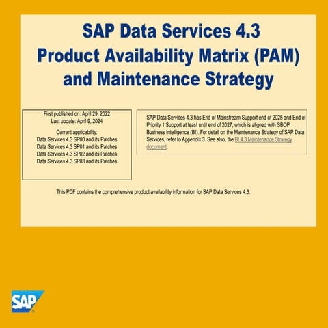 SAP Data Services PAM . Tabelas de itens de consideração