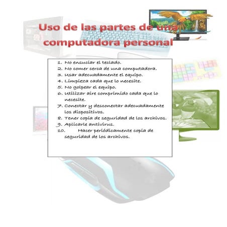 Decálogo: Uso responsable y adecuado de las partes de una computadora ...
