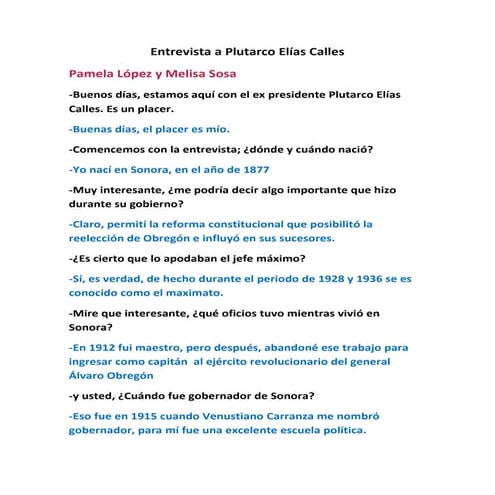 Pamela y melisa   entrevista a plutarco elías calles