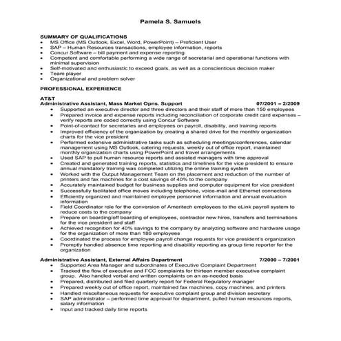 Pam Samuels Administrative Assistant