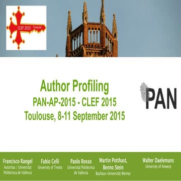 Author Profiling task at PAN Lab at CLEF 2015