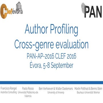 Overview of the 4th. Author Profiling task at PAN-CLEF 2016