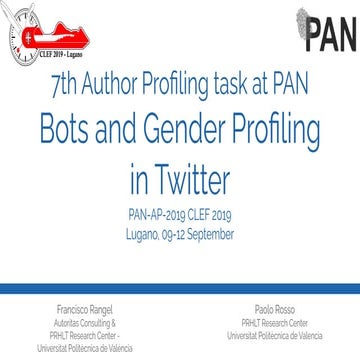 Overview of the 7th Author Profiling task at PAN: Bots and Gender Profiling  ...