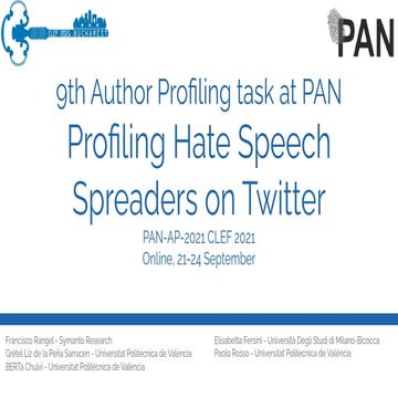 Overview of the 9th Author Profiling task at PAN: Profiling Hate Speech Sprea...