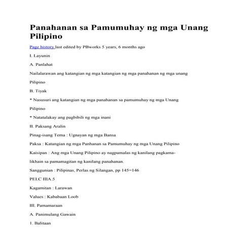 Panahanan sa pamumuhay ng mga unang pilipino